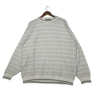VTG Protege Collection Sweater Large Cream 3D Knit Coogi Style Made in‎ USA 90s
